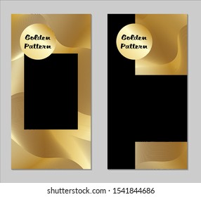 Golden and Black Covers with Form. Two Dark Vertical Covers with Gold Background.