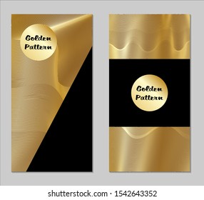 Golden and Black Covers with Form. Two Dark Vertical Covers with Gold Background.