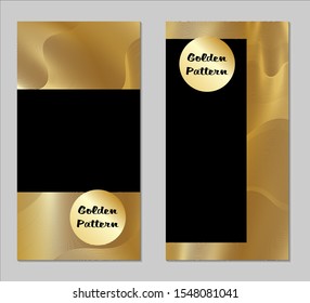 Golden and Black Covers with Form. Two Dark Vertical Covers with Gold Background.