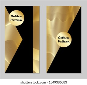Golden and Black Covers with Form. Two Dark Vertical Covers with Gold Background.