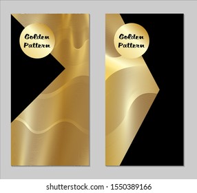 Golden and Black Covers with Form. Two Dark Vertical Covers with Gold Background.