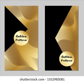 Golden and Black Covers with Form. Two Dark Vertical Covers with Gold Background.