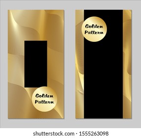 Golden and Black Covers with Form. Two Dark Vertical Covers with Gold Background.