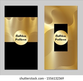 Golden and Black Covers with Form. Two Dark Vertical Covers with Gold Background.