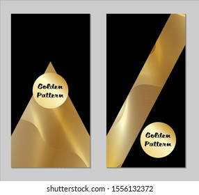 Golden and Black Covers with Form. Two Dark Vertical Covers with Gold Background.