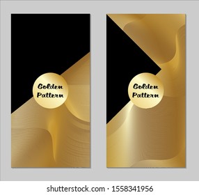 Golden and Black Covers with Form. Two Dark Vertical Covers with Gold Background.
