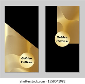 Golden and Black Covers with Form. Two Dark Vertical Covers with Gold Background.