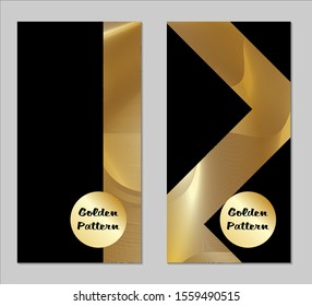 Golden and Black Covers with Form. Two Dark Vertical Covers with Gold Background.