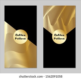 Golden and Black Covers with Form. Two Dark Vertical Covers with Gold Background.