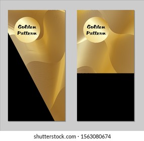 Golden and Black Covers with Form. Two Dark Vertical Covers with Gold Background.
