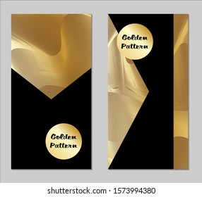 Golden and Black Covers with Form. Two Dark Vertical Covers with Gold Background.