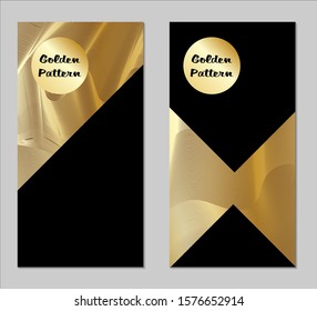 Golden and Black Covers with Form. Two Dark Vertical Covers with Gold Background.