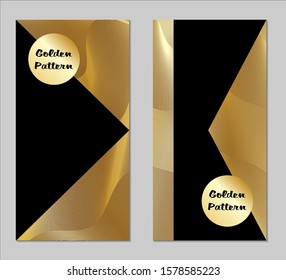 Golden and Black Covers with Form. Two Dark Vertical Covers with Gold Background.
