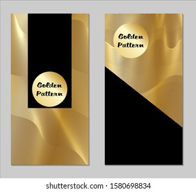 Golden and Black Covers with Form. Two Dark Vertical Covers with Gold Background.