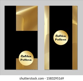 Golden and Black Covers with Form. Two Dark Vertical Covers with Gold Background.