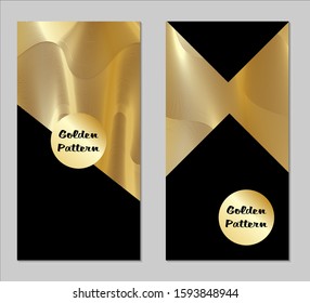 Golden and Black Covers with Form. Two Dark Vertical Covers with Gold Background.