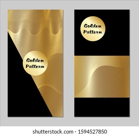 Golden and Black Covers with Form. Two Dark Vertical Covers with Gold Background.