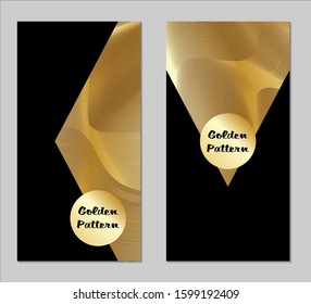 Golden and Black Covers with Form. Two Dark Vertical Covers with Gold Background.