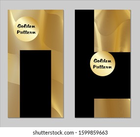 Golden and Black Covers with Form. Two Dark Vertical Covers with Gold Background.