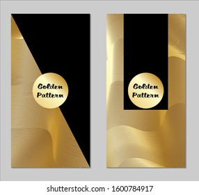 Golden and Black Covers with Form. Two Dark Vertical Covers with Gold Background.