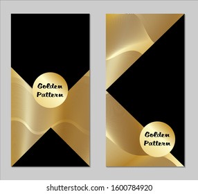 Golden and Black Covers with Form. Two Dark Vertical Covers with Gold Background.
