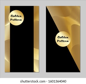 Golden and Black Covers with Form. Two Dark Vertical Covers with Gold Background.