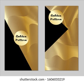 Golden and Black Covers with Form. Two Dark Vertical Covers with Gold Background.