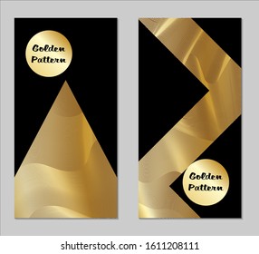 Golden and Black Covers with Form. Two Dark Vertical Covers with Gold Background.