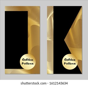 Golden and Black Covers with Form. Two Dark Vertical Covers with Gold Background.