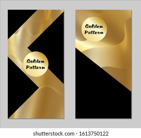 Golden and Black Covers with Form. Two Dark Vertical Covers with Gold Background.