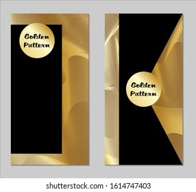 Golden and Black Covers with Form. Two Dark Vertical Covers with Gold Background.