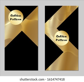Golden and Black Covers with Form. Two Dark Vertical Covers with Gold Background.