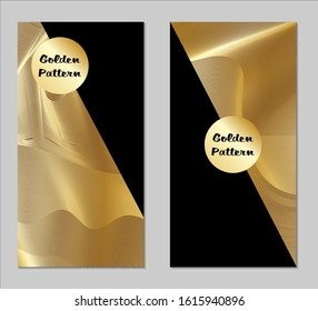 Golden and Black Covers with Form. Two Dark Vertical Covers with Gold Background.