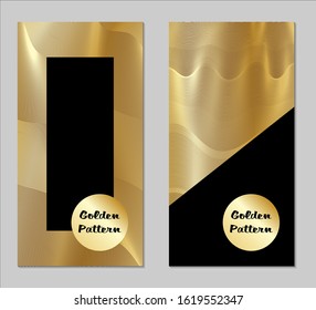 Golden and Black Covers with Form. Two Dark Vertical Covers with Gold Background.