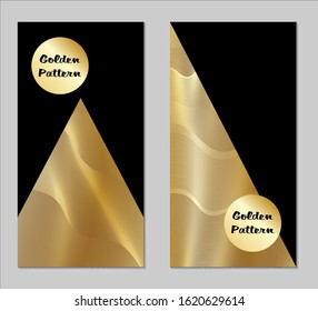 Golden and Black Covers with Form. Two Dark Vertical Covers with Gold Background.