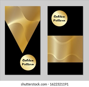 Golden and Black Covers with Form. Two Dark Vertical Covers with Gold Background.
