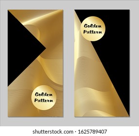 Golden and Black Covers with Form. Two Dark Vertical Covers with Gold Background.