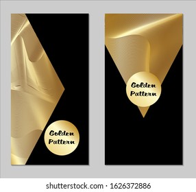 Golden and Black Covers with Form. Two Dark Vertical Covers with Gold Background.