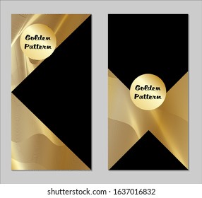 Golden and Black Covers with Form. Two Dark Vertical Covers with Gold Background.