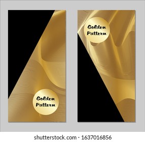 Golden and Black Covers with Form. Two Dark Vertical Covers with Gold Background.