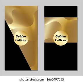 Golden and Black Covers with Form. Two Dark Vertical Covers with Gold Background.