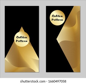 Golden and Black Covers with Form. Two Dark Vertical Covers with Gold Background.