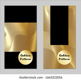 Golden and Black Covers with Form. Two Dark Vertical Covers with Gold Background.