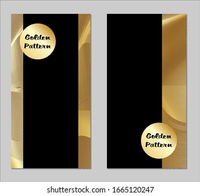 Golden and Black Covers with Form. Two Dark Vertical Covers with Gold Background.