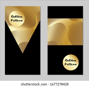 Golden and Black Covers with Form. Two Dark Vertical Covers with Gold Background.