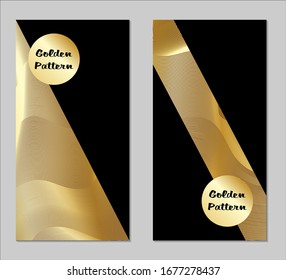 Golden and Black Covers with Form. Two Dark Vertical Covers with Gold Background.