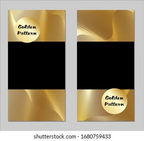 Golden and Black Covers with Form. Two Dark Vertical Covers with Gold Background.