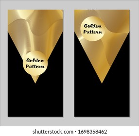 Golden and Black Covers with Form. Two Dark Vertical Covers with Gold Background.