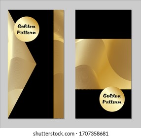 Golden and Black Covers with Form. Two Dark Vertical Covers with Gold Background.