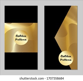 Golden and Black Covers with Form. Two Dark Vertical Covers with Gold Background.